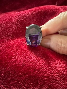 Purple Oval Crystal Statement Ring - Women Jewelry